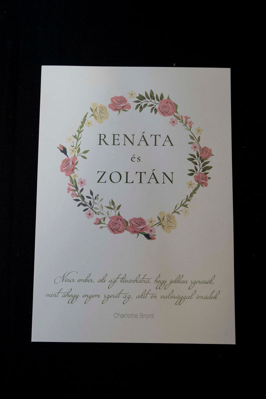 Papír Esküvői Meghívó Egyoldalas Renáta és Zoltán