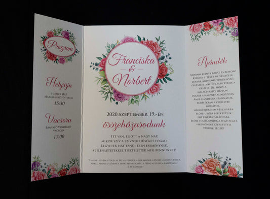 Papír Esküvői Meghívó Kinyitható Franciska és Norbert
