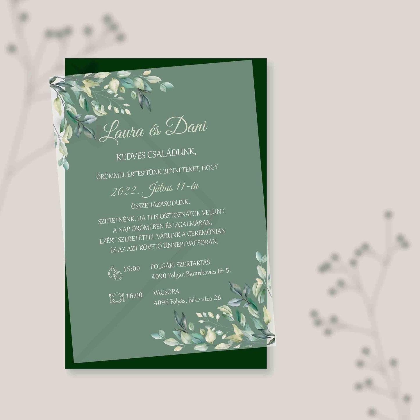 Plexi Esküvői Meghívó Laura és Dani