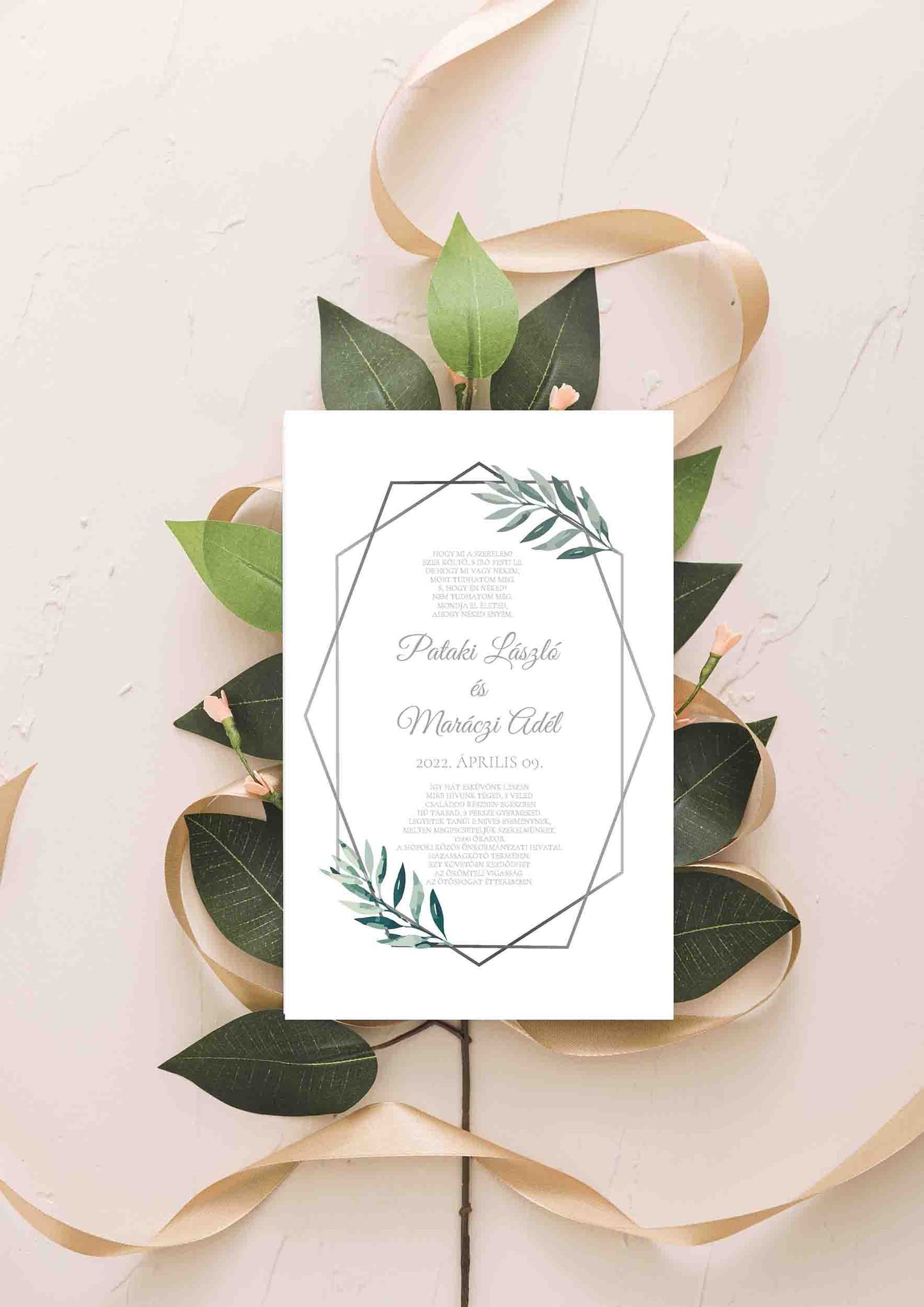 Papír Esküvői Meghívó Egyoldalas László és Adél