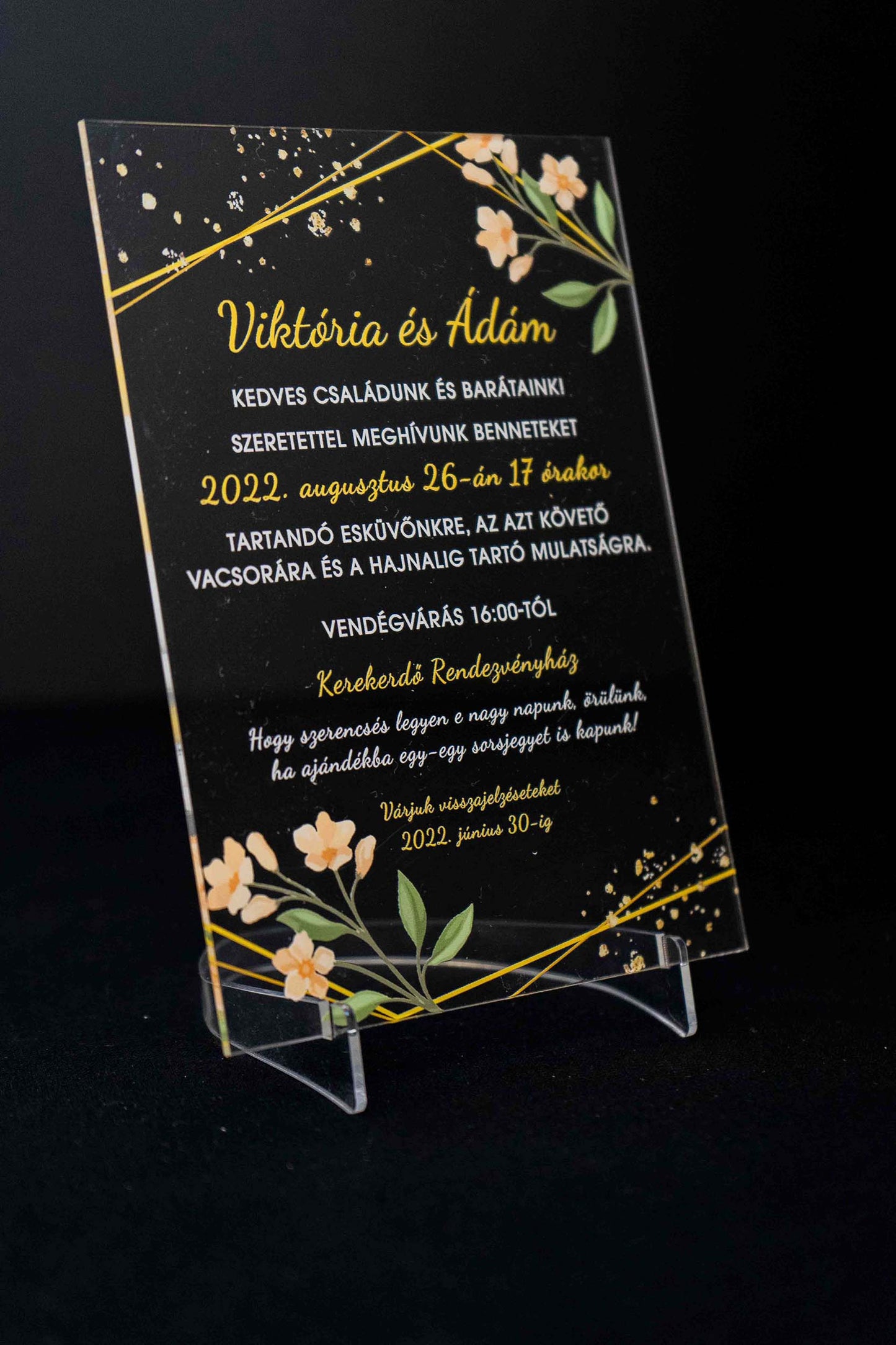 Plexi Esküvői Meghívó Viktória és Ádám