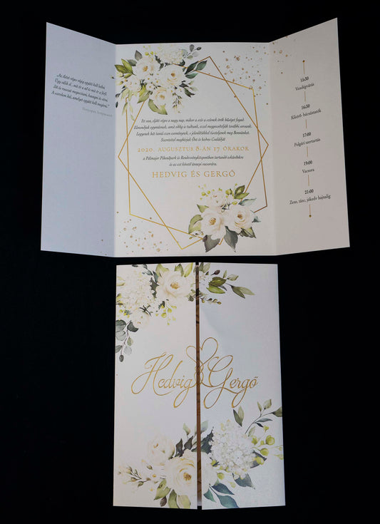 Papír Esküvői Meghívó Kinyitható Hedvig és Gergő